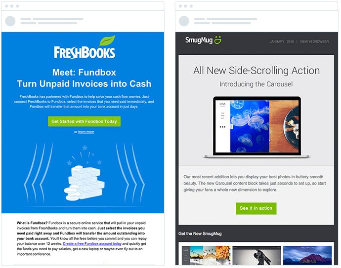 Freshbooks and SmugMug - Email Style Comparison