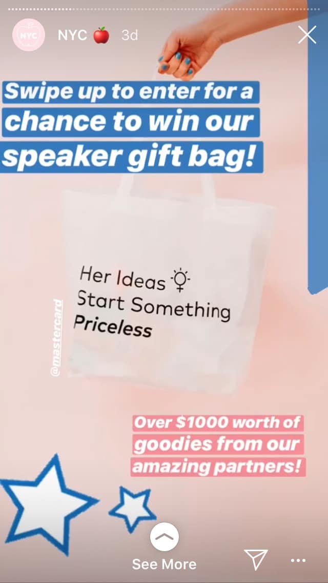 Small business examples of Instagram story contests - swipe up to enter