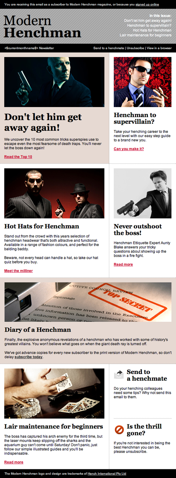 Email Design - Magazine Newsletter - Modern Henchman