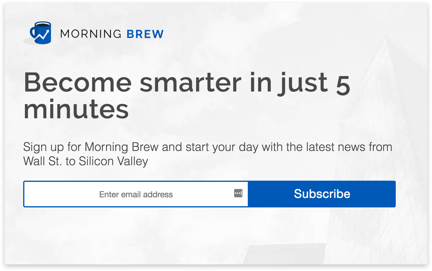 Morning Brew Email Newsletter signup form.